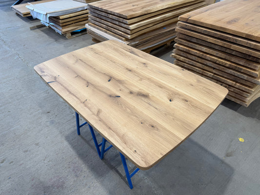 Massive Eiche Tischplatte 120 × 80 × 4 cm – geölt mit breiter Schweizer Kante & abgerundeten Ecken