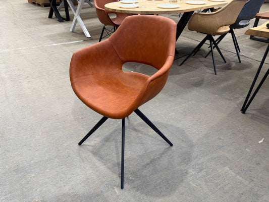 Armlehnstuhl - drehbar - Kunstleder - Cognac Braun - B58|H86|T59cm