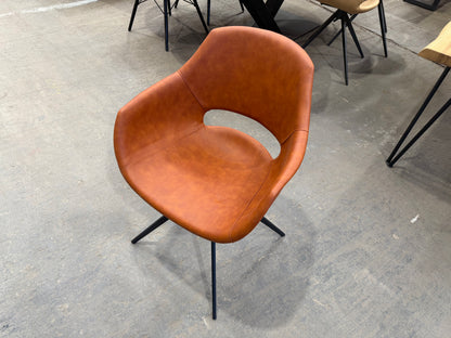 Armlehnstuhl - drehbar - Kunstleder - Cognac Braun - B58|H86|T59cm