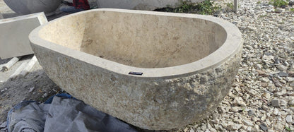 Freistehende Marmor Badewanne Weiß – 200 × 90 cm | Massiv Marmorblock